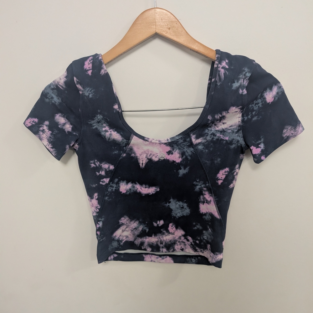 lululemon athletica Black and Pink Tie-Dye Crop Top